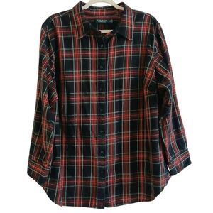 NWOT Lauren Ralph Lauren Tartan Plaid Flannel Button Up Women's 2X Cotton